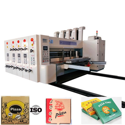Hohe Genauigkeits-Pizza-Kasten, der Maschine das automatische Flexo-Kasten-Druckstempelschneiden macht